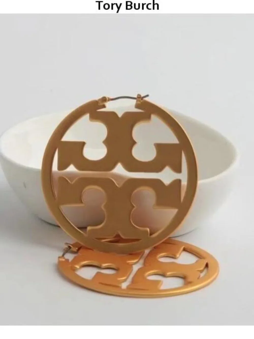 Tory Burch Miller Logo Gold Hoop Earrings
